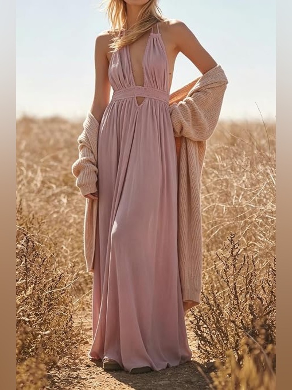 Free People Look Into The Sun Halter Maxi Dress